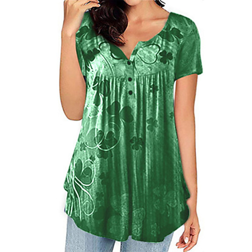 

Women's Daily Plus Size T-shirt - Solid Colored Print Army Green