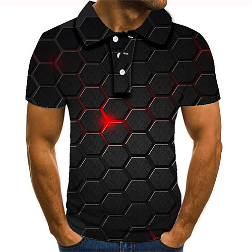 

Men's Daily Going out Street chic / Exaggerated Polo - Color Block / 3D / Graphic Rainbow