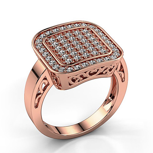 

Women's Ring Belle Ring AAA Cubic Zirconia 1pc Rose Gold Copper Rose Gold Plated Square Statement Luxury Party Evening Gift Jewelry Geometrical Wearable