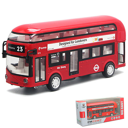 

1:32 Toy Car Model Car Double-decker Bus Music & Light Pull Back Vehicles Metal Alloy Mini Vehicles Toys for Kids Gift 1 pcs