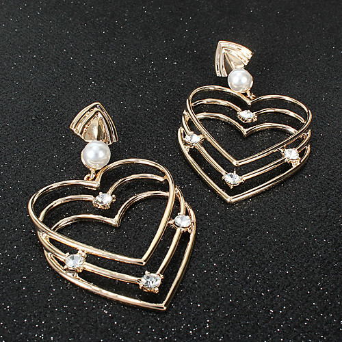 

1 Pair Bride Pearl Hoop Earrings Classic Love Classic Romantic Pearl Earrings Jewelry Gold For Party
