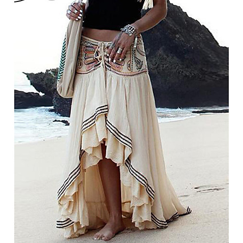 

Women's Swing Skirts - Color Block Beige S M L