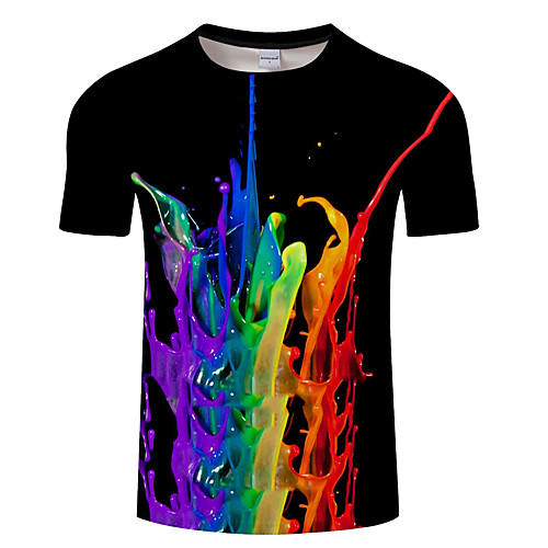 

Men's Daily Going out Exaggerated T-shirt - Geometric / 3D Print Black