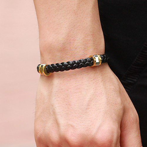 

Men's Leather Bracelet Hologram Bracelet Bracelet woven Fashion Stylish Simple Punk European Rock Titanium Steel Bracelet Jewelry Black For Anniversary Sport Formal Date Festival / Loom Bracelet