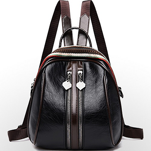 

Adjustable PU Zipper Commuter Backpack Daily Purple / Red / Brown