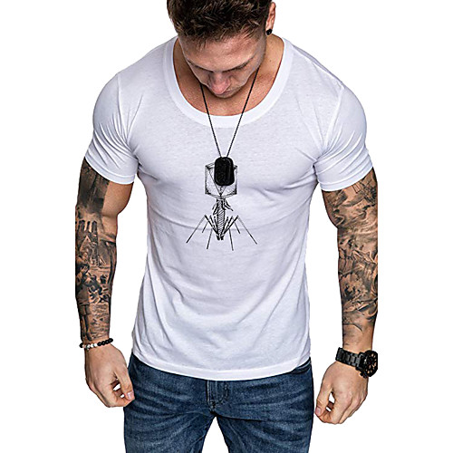 

Men's Daily Sports Business / Basic T-shirt - Abstract / Solid Colored Black & White, Print Yellow