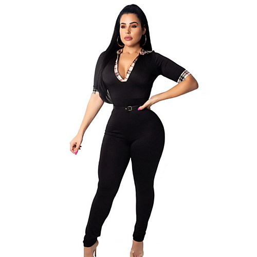 

Women's Basic Black Jumpsuit Onesie, Geometric S M L