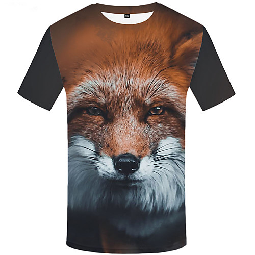 

Men's Daily Sports Basic / Street chic T-shirt - 3D / Graphic / Animal Print Black