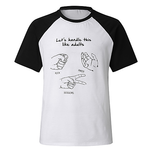 

Men's Daily Going out Basic / Street chic T-shirt - Cartoon / Letter Patchwork / Print White