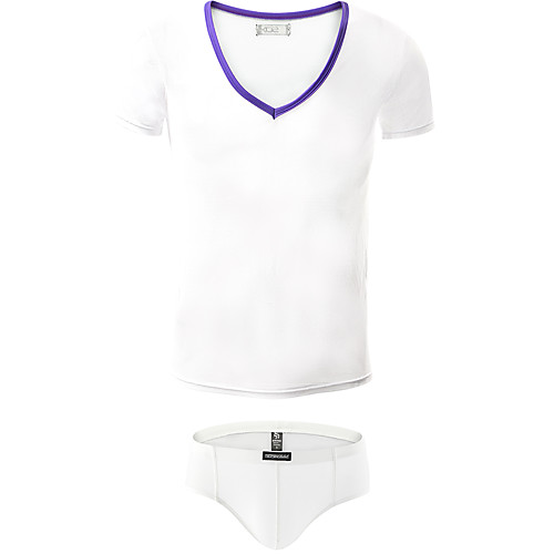 

Men's Mesh Suits Nightwear Solid Colored White Black M L XL
