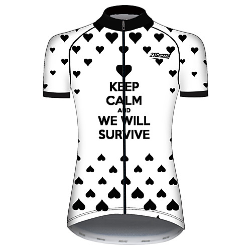 

21Grams Women's Short Sleeve Cycling Jersey 100% Polyester Black / White Heart Novelty Bike Jersey Top Mountain Bike MTB Road Bike Cycling UV Resistant Breathable Quick Dry Sports Clothing Apparel
