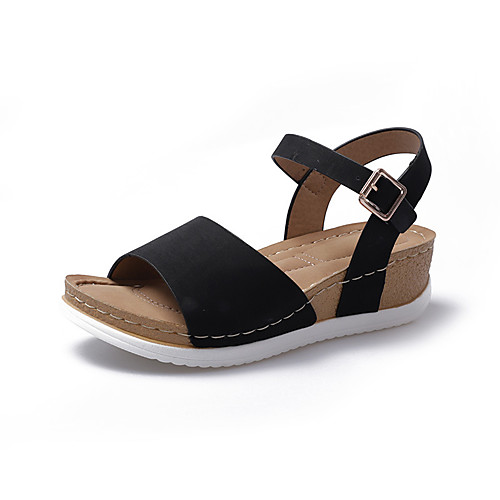 

Women's Sandals 2020 Creepers Open Toe Microfiber Casual / Vintage Spring & Fall / Spring & Summer Leopard / Dark Brown / White / Party & Evening