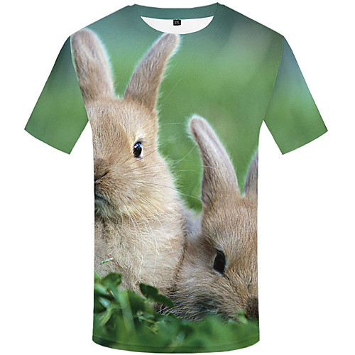 

Men's Daily Sports Basic / Street chic T-shirt - 3D / Graphic / Animal Print Green
