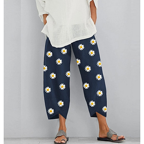 

Women's Basic Chinos Pants - Floral Khaki White Navy Blue S M L