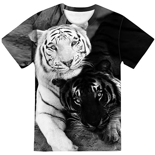 

Men's Daily Going out Street chic / Exaggerated T-shirt - Color Block / 3D / Abstract Black