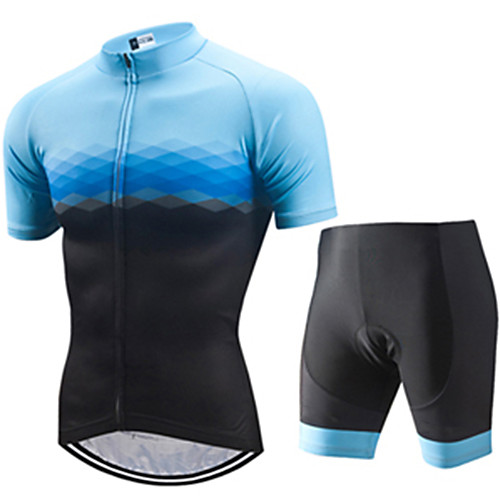 

21Grams Men's Short Sleeve Cycling Jersey with Shorts Black / Blue Plaid / Checkered Bike Clothing Suit UV Resistant Breathable 3D Pad Quick Dry Sweat-wicking Sports Plaid / Checkered Mountain Bike