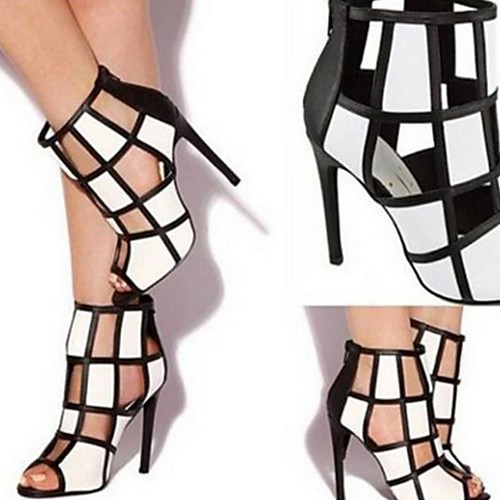 

Women's Sandals Stiletto Heel Open Toe PU Summer Black