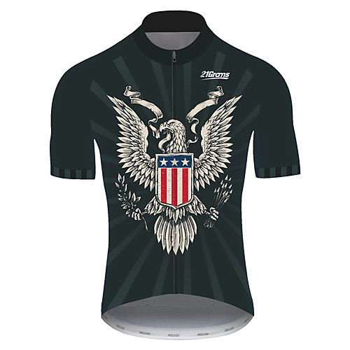 

21Grams Men's Short Sleeve Cycling Jersey 100% Polyester Black / Red Animal American / USA Eagle Bike Jersey Top Mountain Bike MTB Road Bike Cycling UV Resistant Breathable Quick Dry Sports Clothing