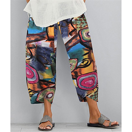 

Women's Street chic Chinos Pants - Print Red Blue S M L