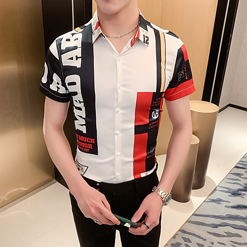 

Men's Going out Weekend Elegant / Rock Shirt - Geometric White