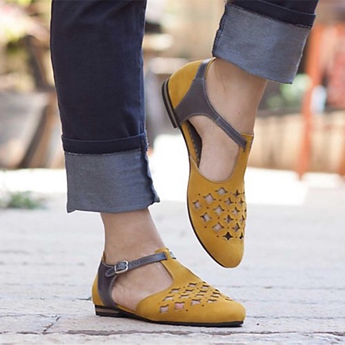 

Women's Sandals Flat Heel Round Toe PU Spring & Summer Yellow / White / Black