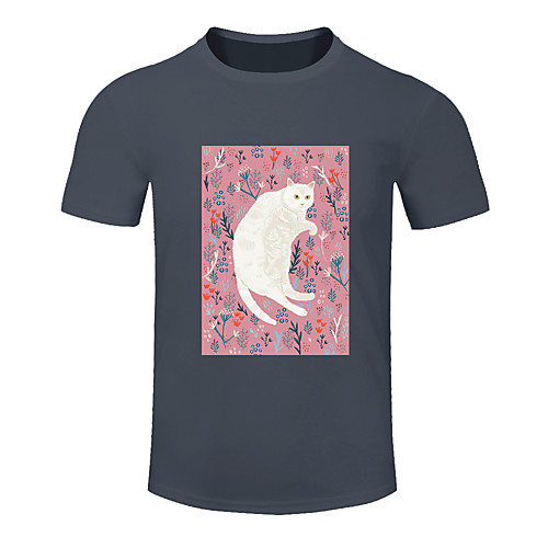 

Men's Women's Cotton Running T-Shirt Workout Shirt Round Neck Running Active Training Jogging Breathable Quick Dry Moisture Wicking Sportswear Cat Plus Size Tee / T-shirt Top Short Sleeve Activewear