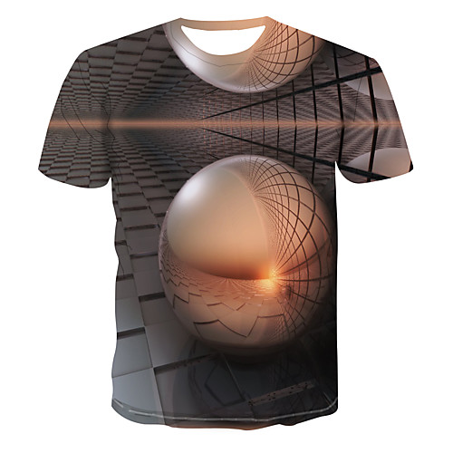 

Men's Club Weekend Street chic / Punk & Gothic T-shirt - Color Block / 3D / Abstract Print Light Brown