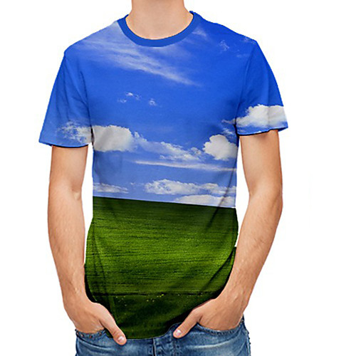 

Men's Plus Size 3D Print T-shirt Basic Daily Round Neck Blue / Short Sleeve