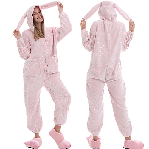 

Adults' Kigurumi Pajamas Bear Rabbit Bunny Onesie Pajamas Flannelette Yellow / Pink / Orange Cosplay For Men and Women Animal Sleepwear Cartoon Festival / Holiday Costumes