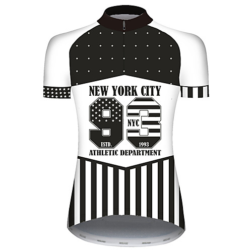 

21Grams Women's Short Sleeve Cycling Jersey 100% Polyester Black / White American / USA National Flag Bike Jersey Top Mountain Bike MTB Road Bike Cycling UV Resistant Breathable Quick Dry Sports
