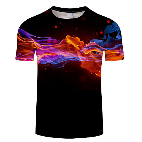 

Men's Daily Going out Exaggerated T-shirt - 3D / Paisley Print Black