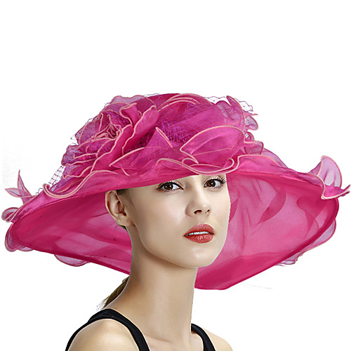 

Queen Elizabeth Audrey Hepburn Retro Vintage Summer Kentucky Derby Hat Fascinator Hat Women's Costume Light Sky Blue / Coral Pink / White Vintage Cosplay Party Evening Tea Party Festival