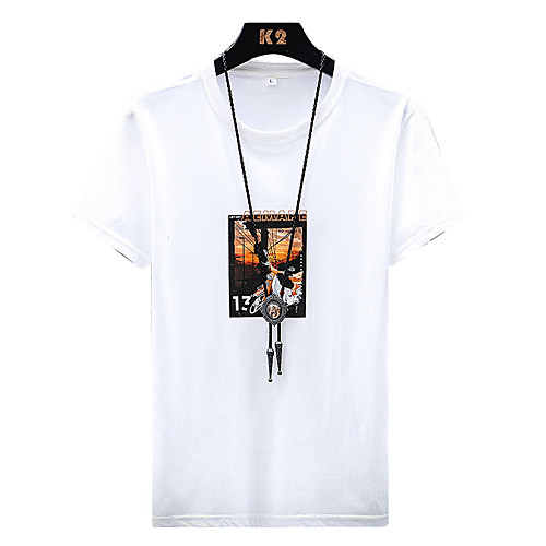 

Men's Daily T-shirt - Color Block / Graphic / Solid Colored White