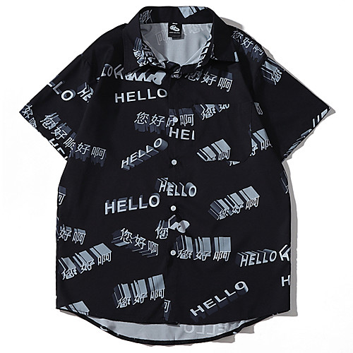 

Men's Daily Basic Shirt - Graphic / Letter Print Black