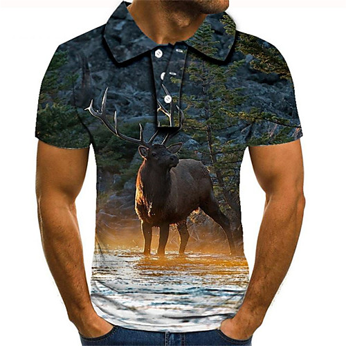 

Men's Daily Going out Street chic / Exaggerated Polo - Color Block / 3D / Graphic Rainbow