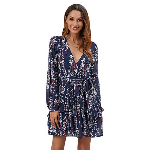 

Women's Navy Blue Dress A Line Floral S M