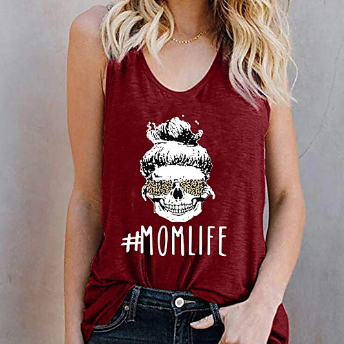 

Women's Daily Tank Top - Letter Print Red