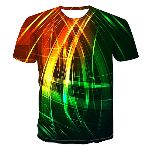 

Men's Abstract Graphic Print T-shirt Street chic Punk & Gothic Club Weekend Round Neck Rainbow / Short Sleeve