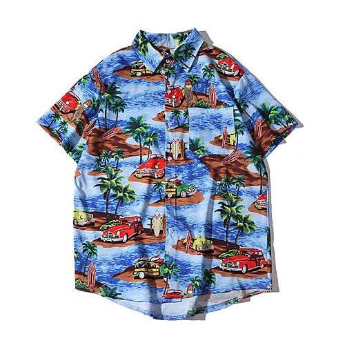

Men's Beach Basic Shirt - Geometric Print Royal Blue