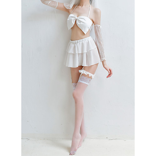 

Women's Lace / Backless / Cut Out Suits Nightwear Jacquard / Solid Colored White One-Size