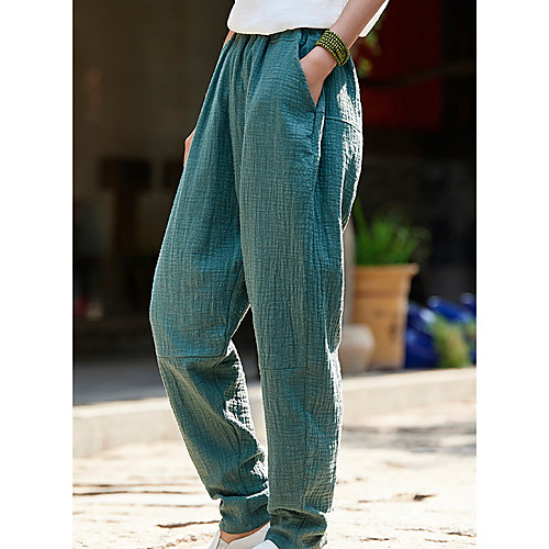 

Women's Basic Jogger Pants - Solid Colored Wine Green Black One-Size