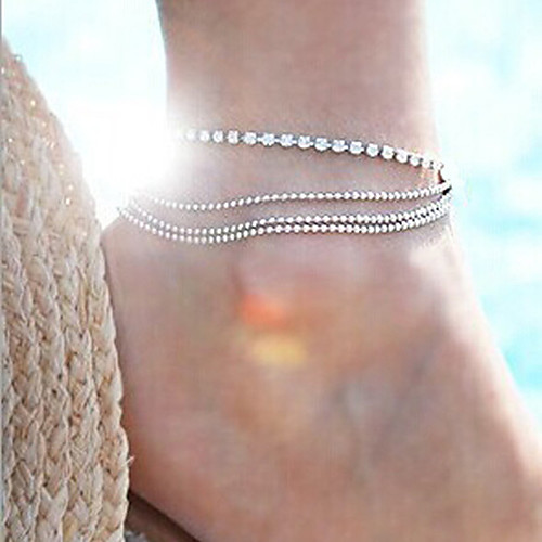 

Anklet Elegant Boho Fashion Women's Body Jewelry For Party Evening Beach Tennis Chain Alloy Silver 1 Piece