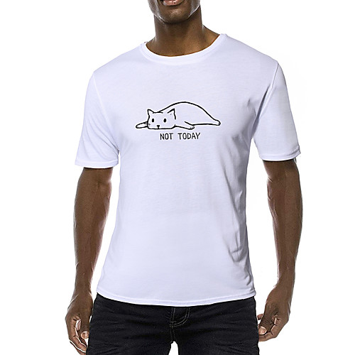

Men's Daily Sports Business / Basic T-shirt - Solid Colored / Animal / Letter Black & White, Print Yellow