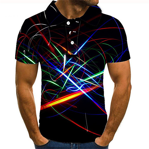 

Men's Daily Going out Street chic / Exaggerated Polo - Color Block / 3D / Graphic Rainbow