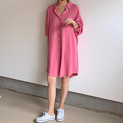 

Women's Blushing Pink Dress Shirt Solid Color One-Size