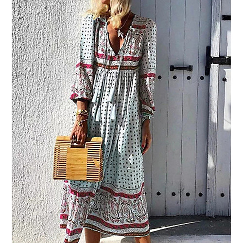

Women's Red Blue Dress Shift Print S M