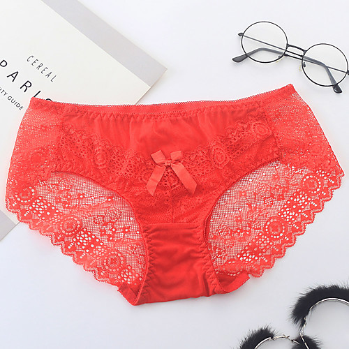 

Women's Bow / Basic Brief - Normal Low Waist Wine Red Royal Blue One-Size