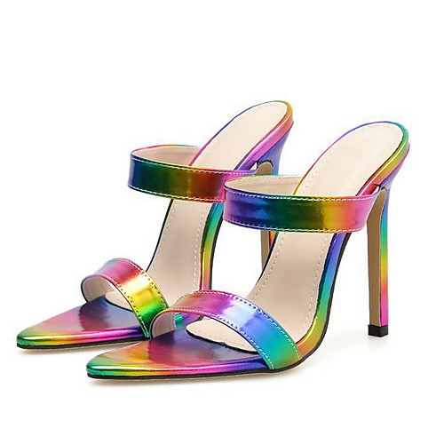 

Women's Sandals Stiletto Heel Open Toe PU Summer Rainbow