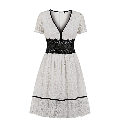 

Women's White Dress A Line Solid Color S M