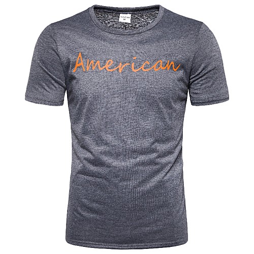 

Men's Letter Slim T-shirt - Cotton Basic Daily Round Neck White / Black / Gray / Short Sleeve